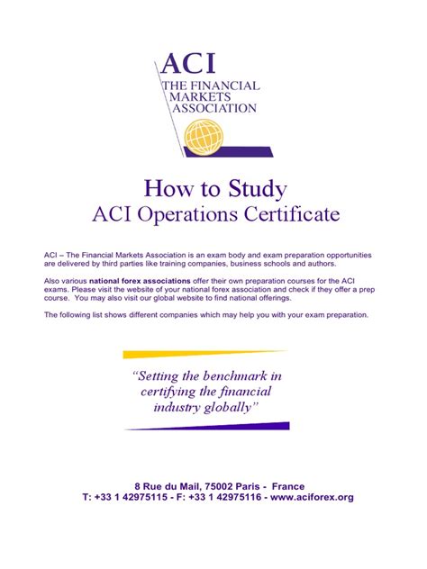 aci operations certificate study guide Doc